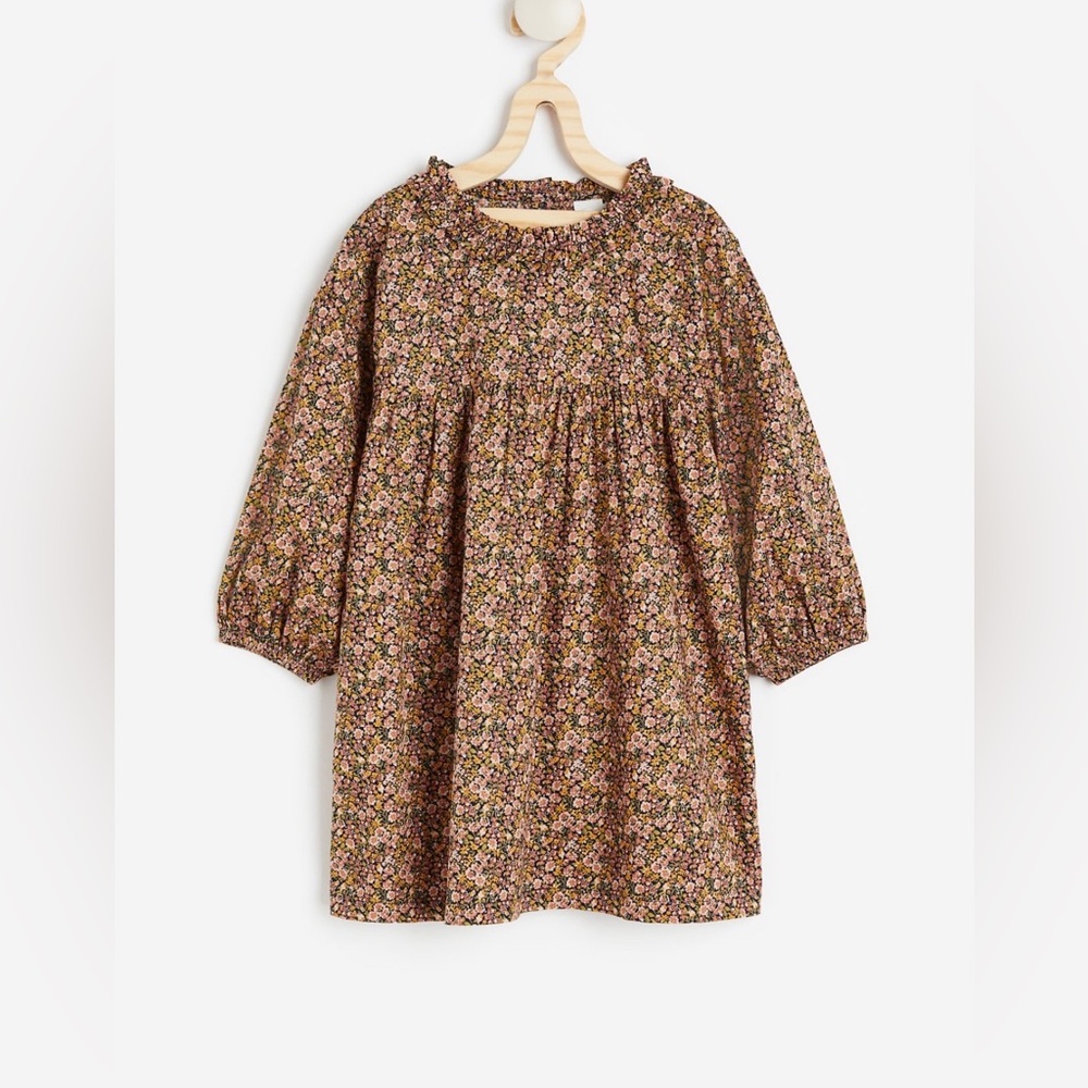 H&M Girls Floral Long Sleeve Dress with Ruffle Collar  (Size 7)